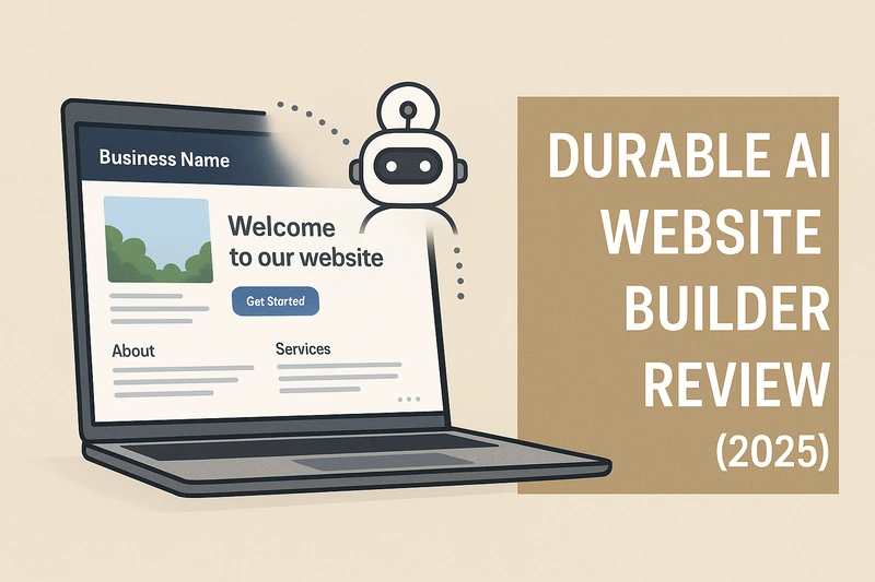 Durable AI website builder generating a business website on a laptop screen