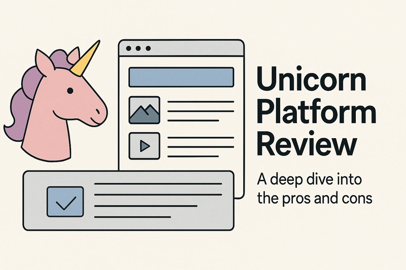 Unicorn Platform dashboard showing AI landing page builder for startups and SaaS